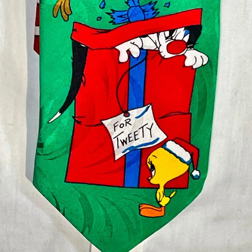 ▪️VTG▪️LOONEY TUNES MANIA▪️1990's Holiday Christmas Cartoon Necktie
